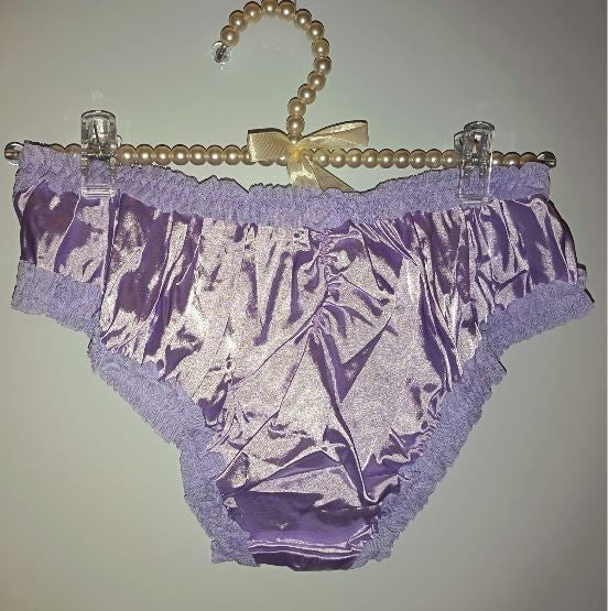 💜✨ Lilac Satin Frill Knickers – Silky Lace Trim Briefs ✨ sissy 💜 size 8 S