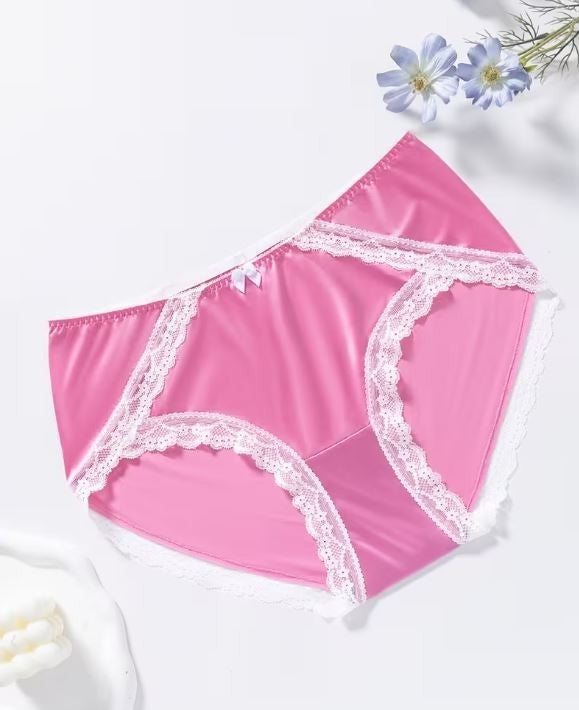 💗✨ Silky feel Pink Satin Lace Knickers – Soft Glossy Briefs ✨💗size 2XL UK 20