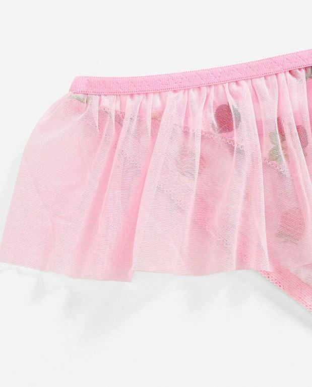 🍓Strawberry Frill Knickers Sheer Mesh Ruffle Panties Bow Detail size L 12-14