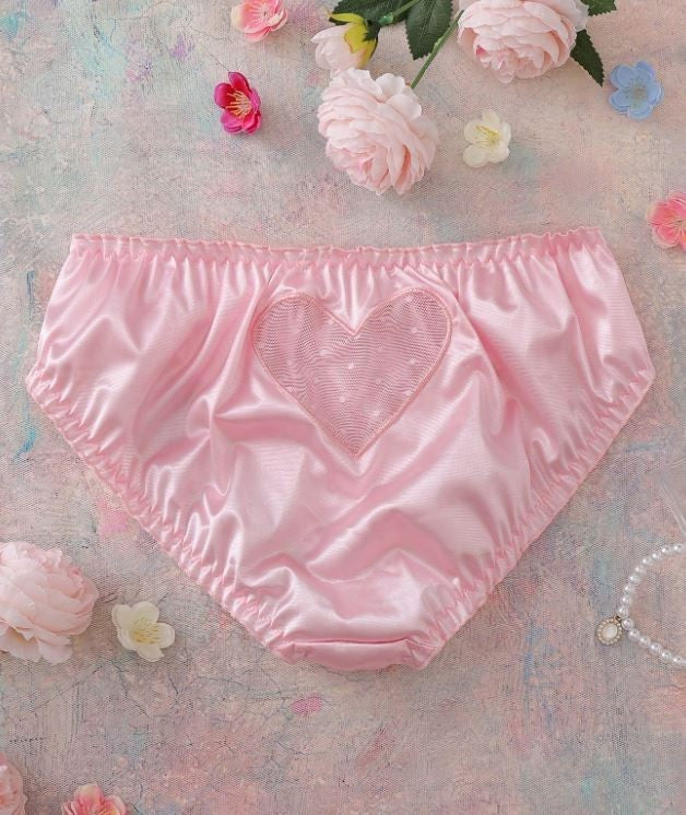 💖 Sexy Satin Knickers Pink Lace Heart Panties Women’s Lingerie UK 💖 size 10 M