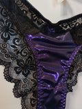 🖤✨ Black Lace & Electric Purple Metallic Brazilian Knickers – Size 2XL 20 ✨🖤