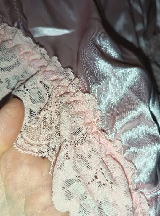 🎀 Pink Satin Lace Frilly Knickers with Bows soft silky feel sissy size S 8 🎀