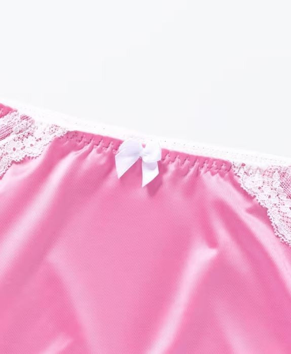 💗✨ Silky feel Pink Satin Lace Knickers – Soft Glossy Briefs ✨💗size 4XL UK 24