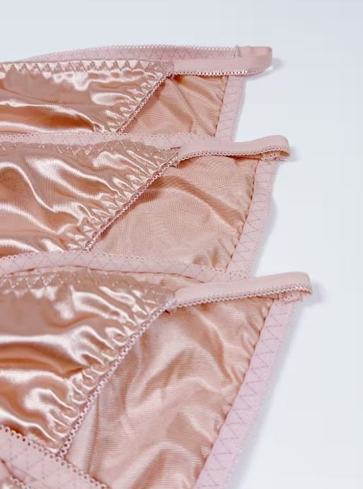 1x Womens pink silky feel soft satin tanga panties knickers  sissy size 10 (M)