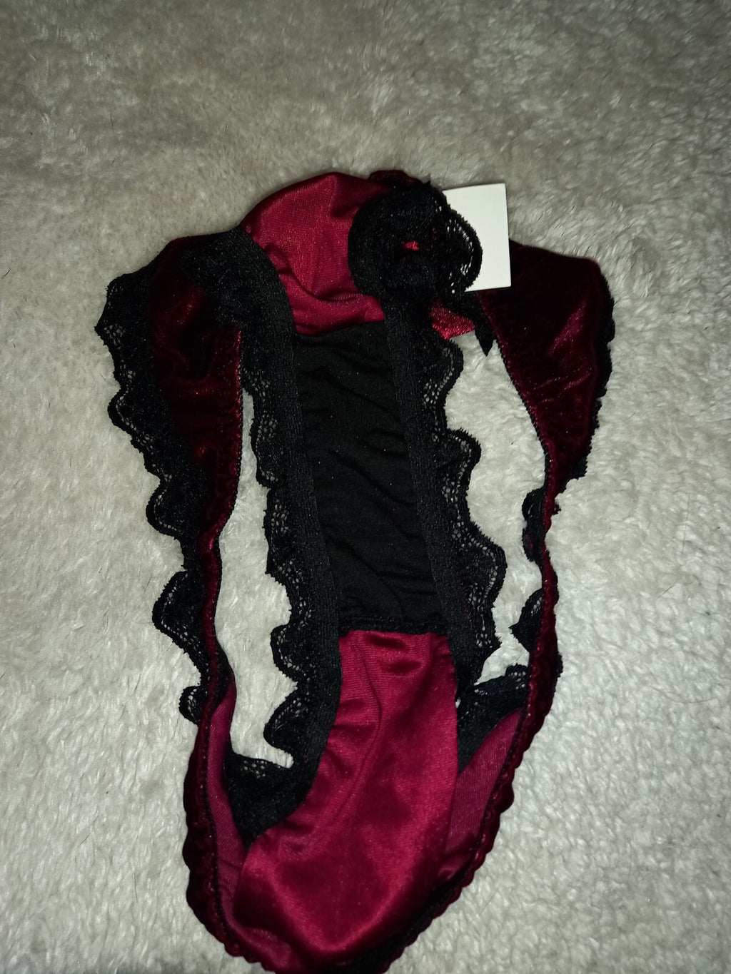 Soft Velvet & Lace with Batwing Pendant decor Triangle Panties sissy CD TV