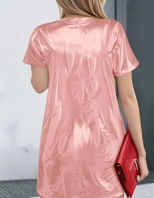 Stunning spring summer party T-shirt dress above the knee Queen print high shine