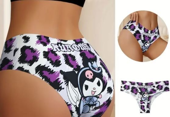 Womens ice silky feel satin plus panties seamless cartoon print size 2XL - UK 20