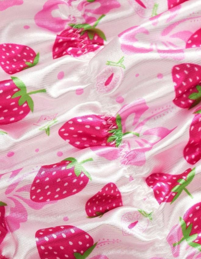 Women's strawberry soft silky feel satin knickers side ties for comfort sissy