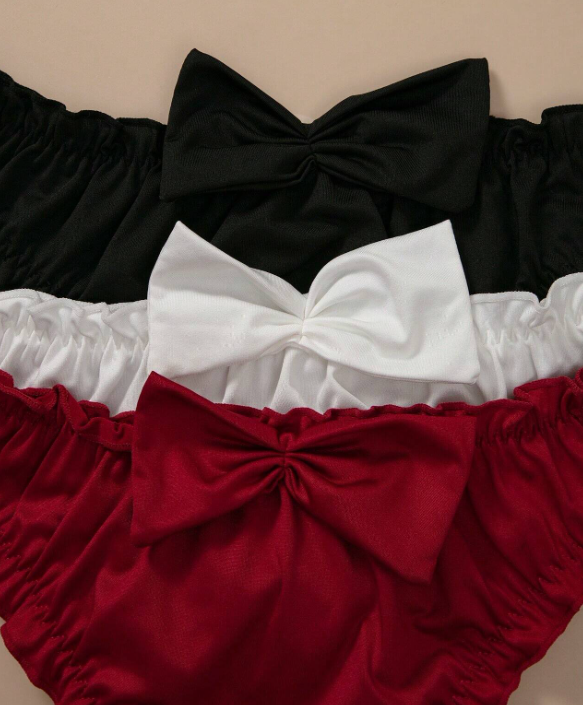 Women's plus size silky feel soft knickers stretchy with bow detail #sissy#tv#cd