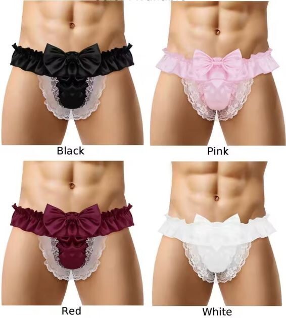 Stunning silky & lace sexy Sissy Panties for men cd tv drag maid shiny playful