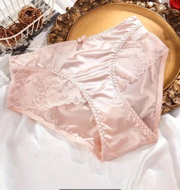 Choose Your Colour Satin panties floral lace detail knickers gently ruched bum