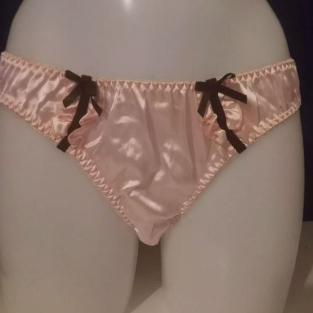 3 pack Satin Panties Coquette Bow Bikini Cut Lingerie silky soft sissy size S 8