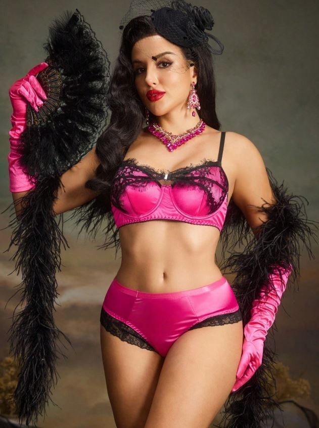 Women's fuchsia soft silky feel satin panties ruched bum knickers glossy / lace