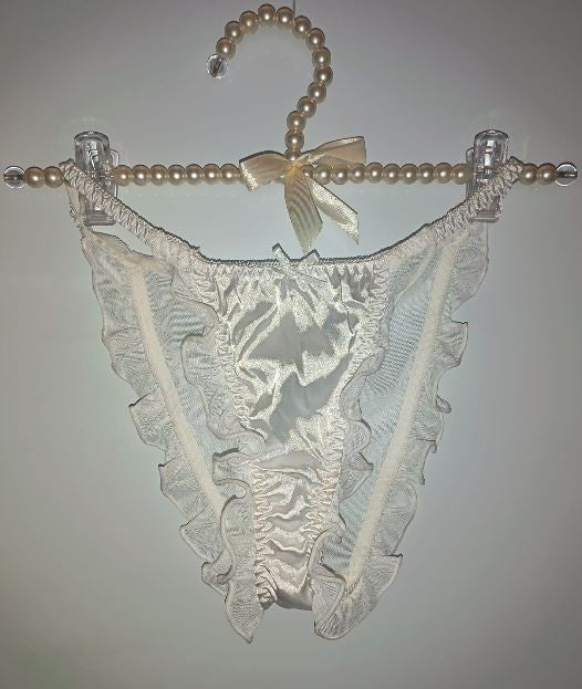 2 pack Sheer Mesh Ruffle Panties Satin Fairycore Coquette Lingerie size 8 S