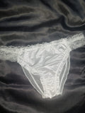 Women's French satin front knickers panties mesh back tanga sissy size 8/10 S/M