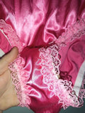 Deep Pink Satin Frilly Knickers Lace Trim Vintage Style panties size S 8