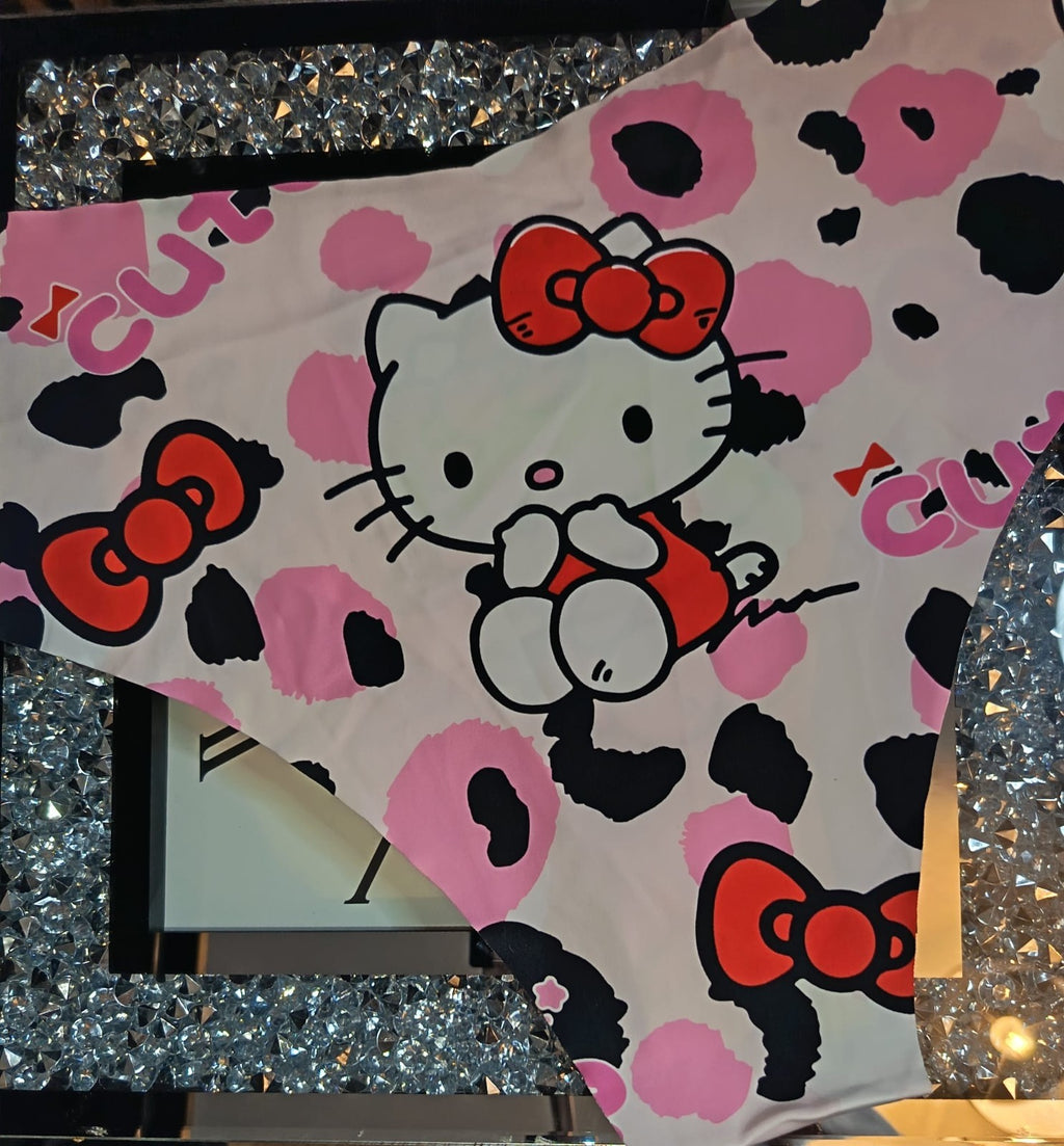 Womens ice silky feel satin plus panties seamless cartoon print size 2XL - UK 20