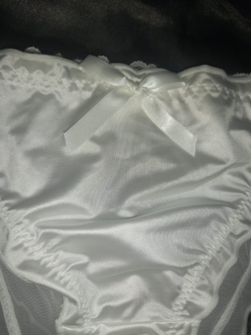 Women's French satin front knickers panties mesh back tanga sissy size 8/10 S/M