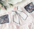 Luxury soft silky feel satin knickers panties black lace bow ruffles UK 14 / XL