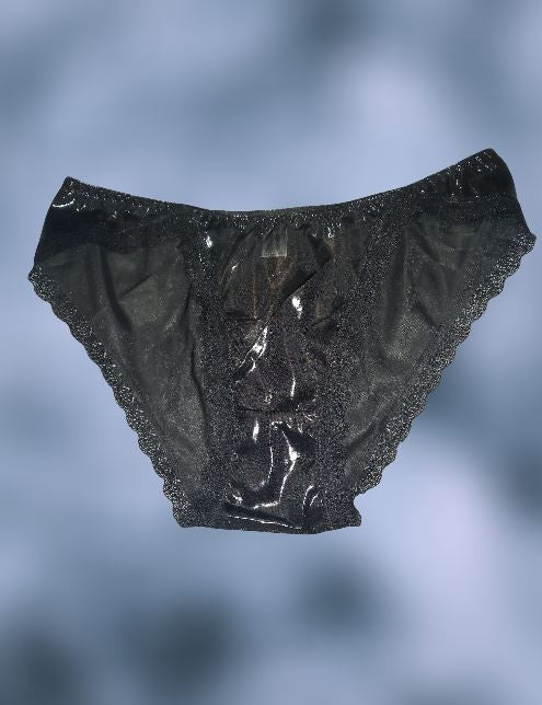 Women's plus size stunning glossy satin knickers silky feel panties lace trim