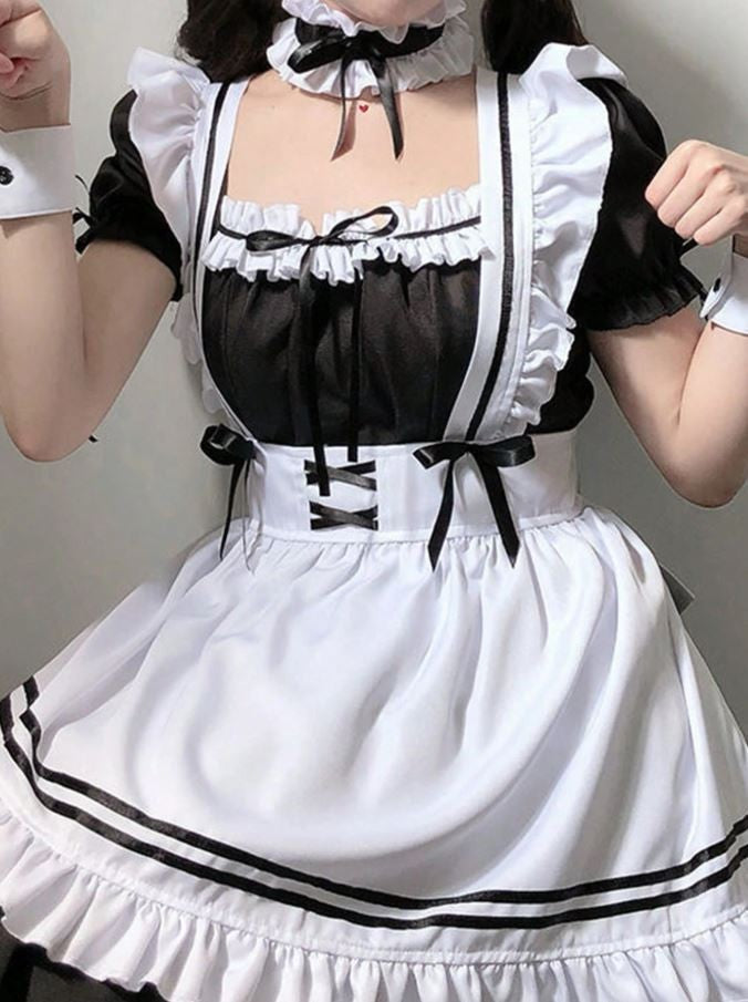 French Maid Costume set cosplay Fancy Dress Women Outfit size L / UK 12-14 sissy
