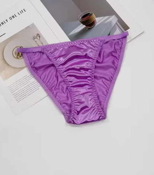 1x Womens purple silky feel satin tanga panties knickers  sissy size 16/18 (XL)