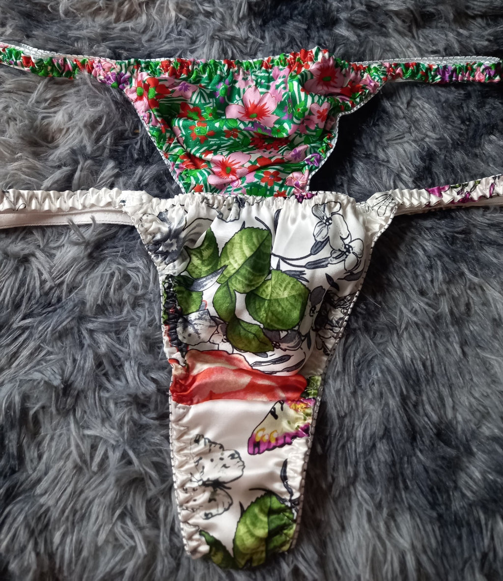 100% mulberry silk fancy & sexy women's thongs various designs one size UK 8-12