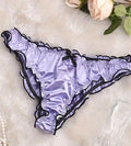 Ladies Lilac Satin Frilly Knickers Shiny Silky Panties sissy size XL 16-18