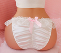 PetitDoll ruffled lace trim silky soft feel satin shiny bow detail ruched bum