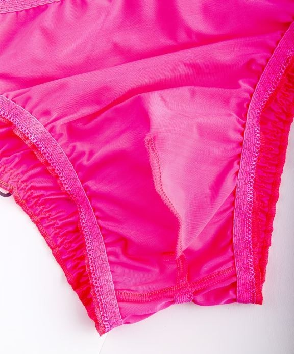 🔥 Men’s Satin ice silky ruched Panties Hot Pink sissy Soft & Stretchy size S 8