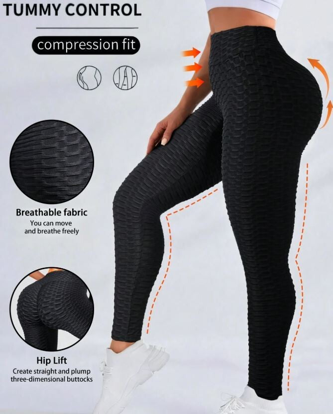Honeycomb yoga pants leggings  shaping bum scrunchie tummy control ,Top Quality 