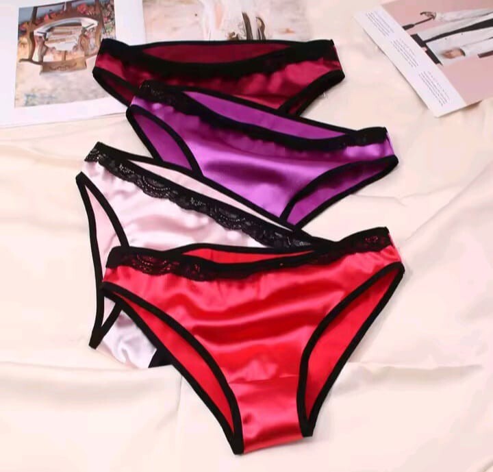 Women's stunning shiny soft silky feel satin knickers lace trim lush colours