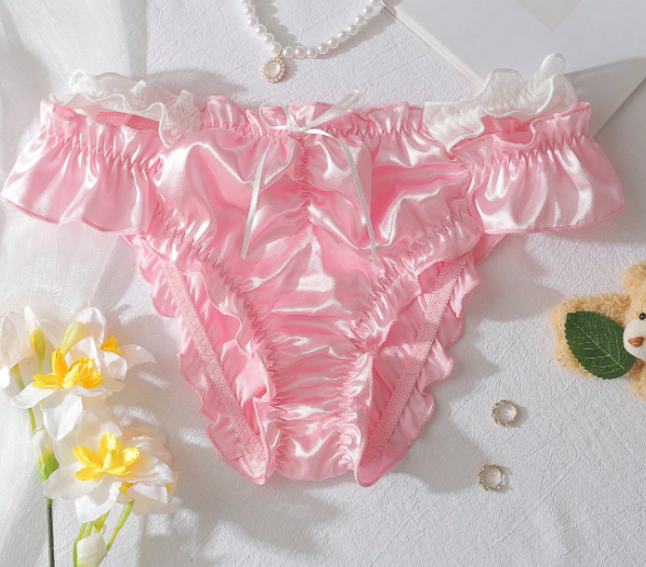 PetitDoll princess vibe silky knickers satin panties ruffle trim sissy CD TV