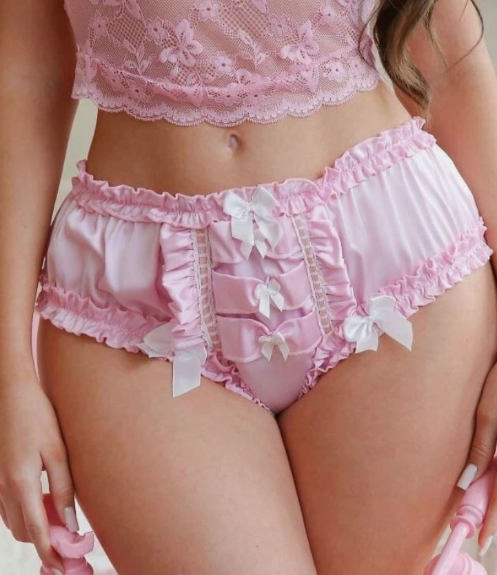 Womens silky feel knickers satin panties with bow décor full bum sissy size M 10
