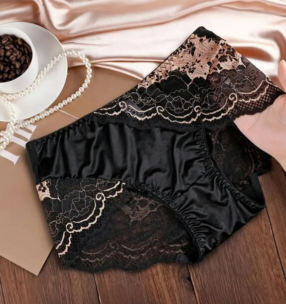 Women's lace & icey satin french style soft silky feel knickers sissy CD TV