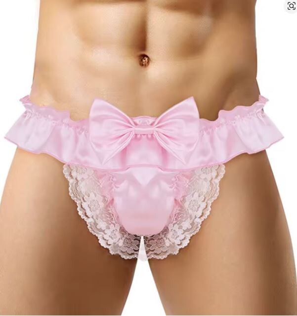Stunning silky & lace sexy Sissy Panties for men cd tv drag maid shiny playful