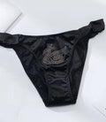 Silky feel black satin panties tanga comfy bum coverage size UK 12-14 / (L)