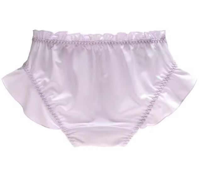 Luxury soft silky feel satin knickers panties black lace bow ruffles UK 8-10 / M