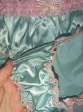 Womens mint green Satin knickers pink Lace Trim silky feel panties size XL 16-18