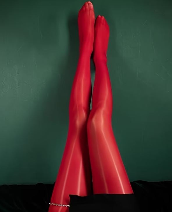 Women High Shine Oil Gloss Tights Sheer Pantyhose Shiny Stockings Red one size