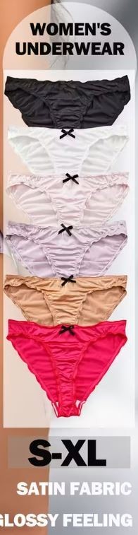 Women's elegant silky feel satin panties stretchy ruched sissy size 8 (S)