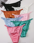 Lace and silky feel knickers, soft, comfy and stretchy, satin tanga style beauty