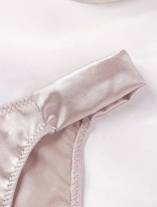 Silky feel champagne satin panties tanga full bum coverage size UK 12-14 / (L)