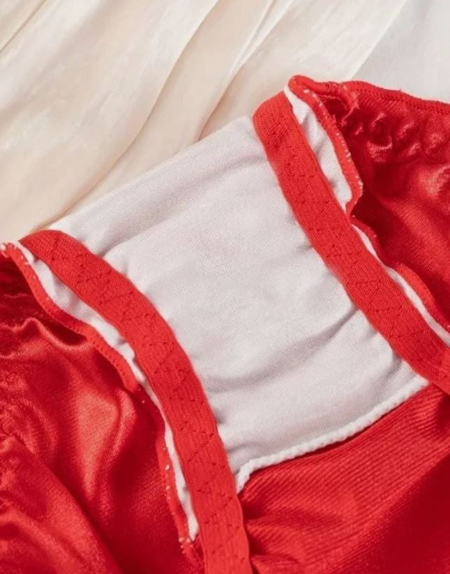Red Satin Ruched Knickers Cute Trim Girly Coquette sissy knickers size 16-18 XL