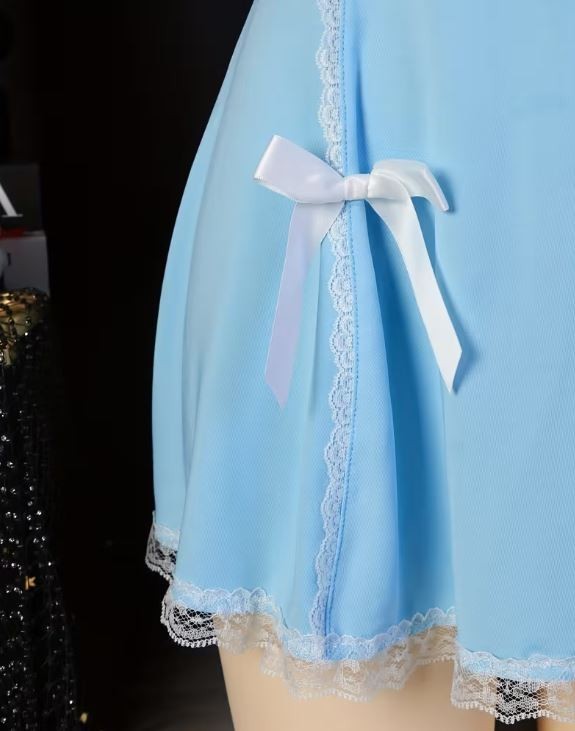 Plus Size 16-18 Sexy blue Maid Lingerie nightie Dress Lace Outfit XL cosplay
