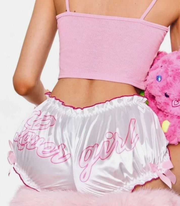 Women Satin Lover Girl Panties white knickers Frill Trim bloomers size XL /16-18