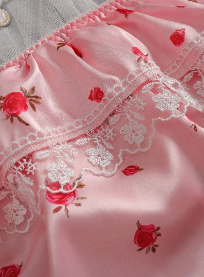 Women's floral print pink silky feel satin knickers panties sissy size 8 (S)