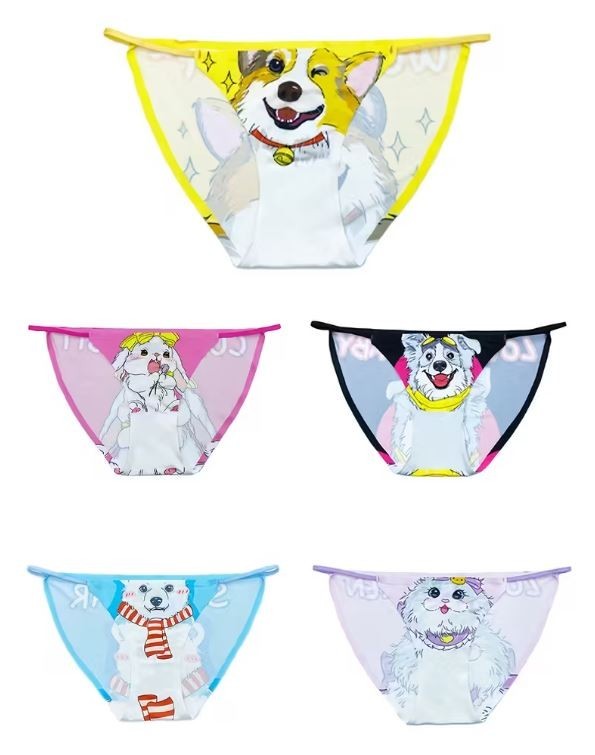 5x ice silky tanga panties satin knickers for anime fans seamless M / UK 10-12