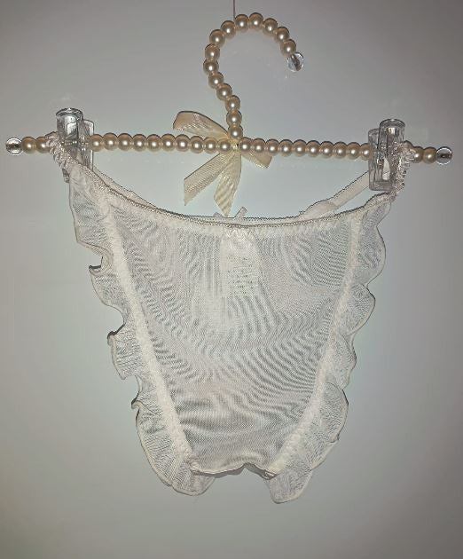 2 pack Sheer Mesh Ruffle Panties Satin Fairycore Coquette Lingerie size 10 M