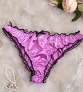 Ladies Purple Satin Frilly Knickers Shiny Silky Panties sissy size M 10